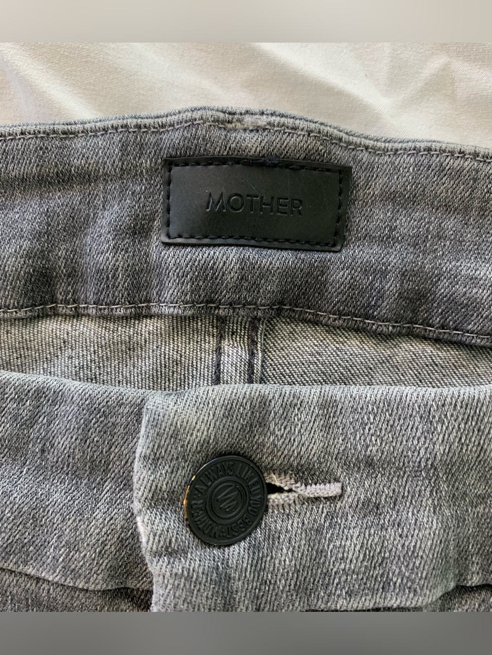 MOTHER The Looker Jeans in Grey-Black Distressed Denim - Picture 4 of 10